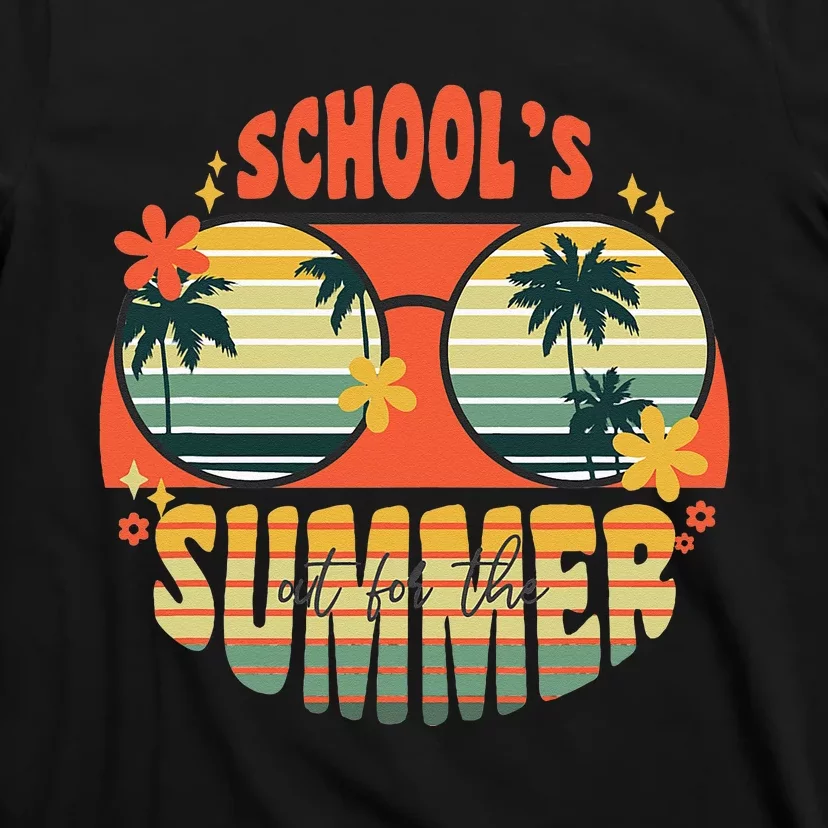 School's Out For Summer Graduation Teacher Sunglasses Retro T-Shirt