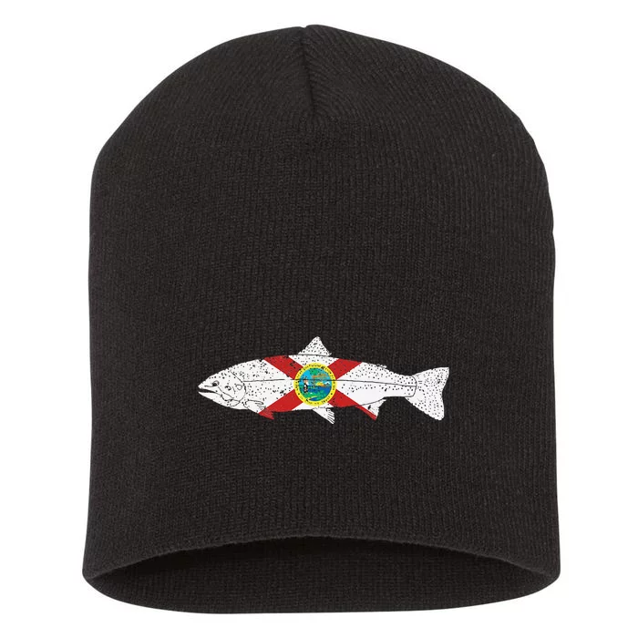 State Of Florida Fishing Flag Vintage Trout FL Short Acrylic Beanie