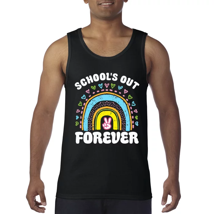 School's Out Forever Rainbow Teacher Retirement Teacher Life Tank Top