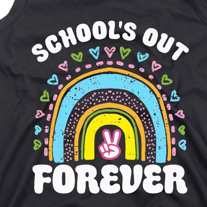 School's Out Forever Rainbow Teacher Retirement Teacher Life Tank Top