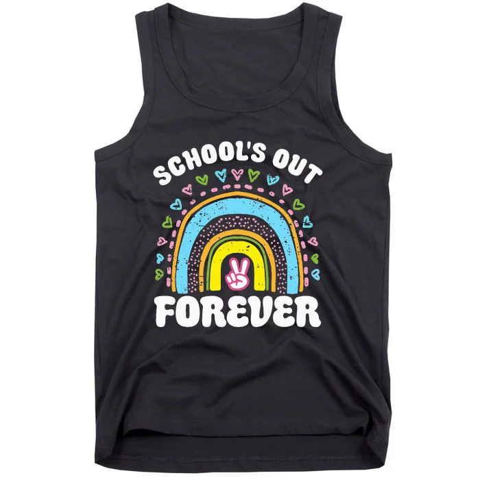 School's Out Forever Rainbow Teacher Retirement Teacher Life Tank Top