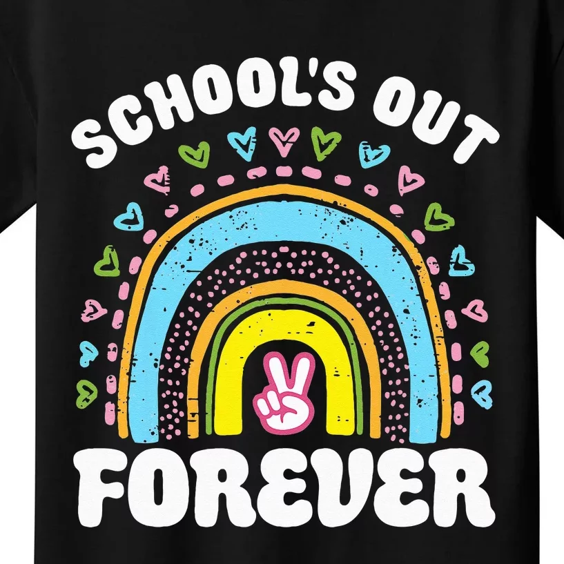 School's Out Forever Rainbow Teacher Retirement Teacher Life Kids T-Shirt