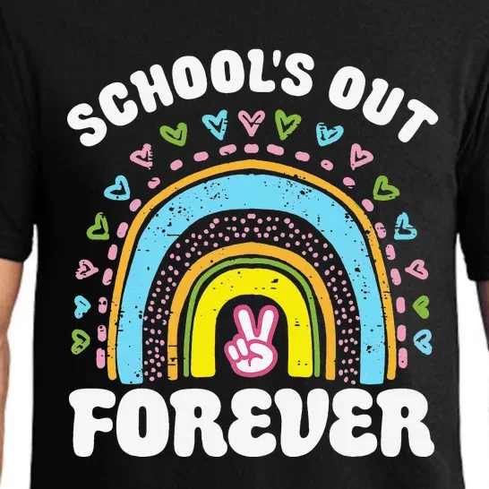 School's Out Forever Rainbow Teacher Retirement Teacher Life Pajama Set