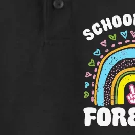 School's Out Forever Rainbow Teacher Retirement Teacher Life Dry Zone Grid Performance Polo