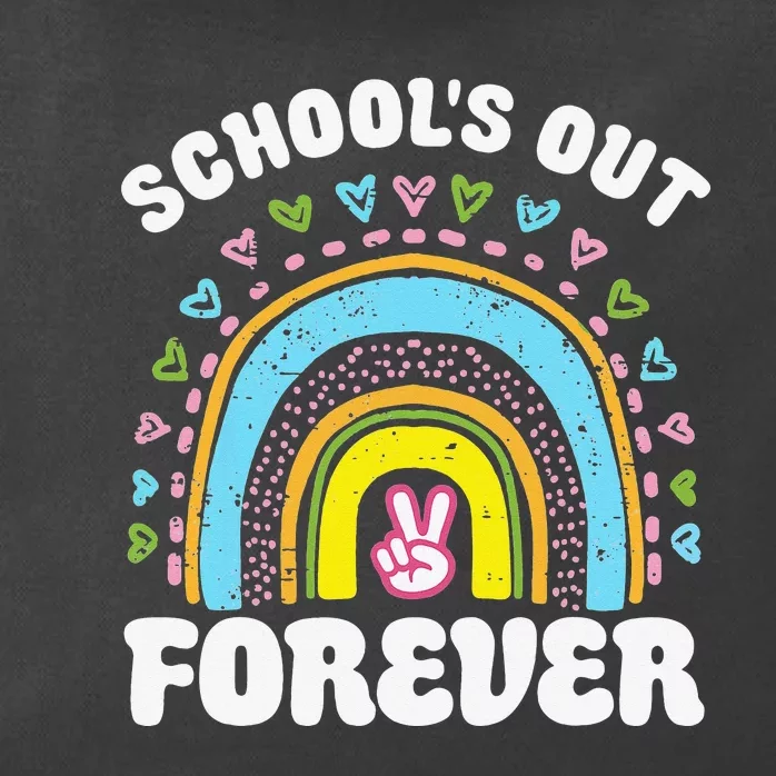 School's Out Forever Rainbow Teacher Retirement Teacher Life Zip Tote Bag