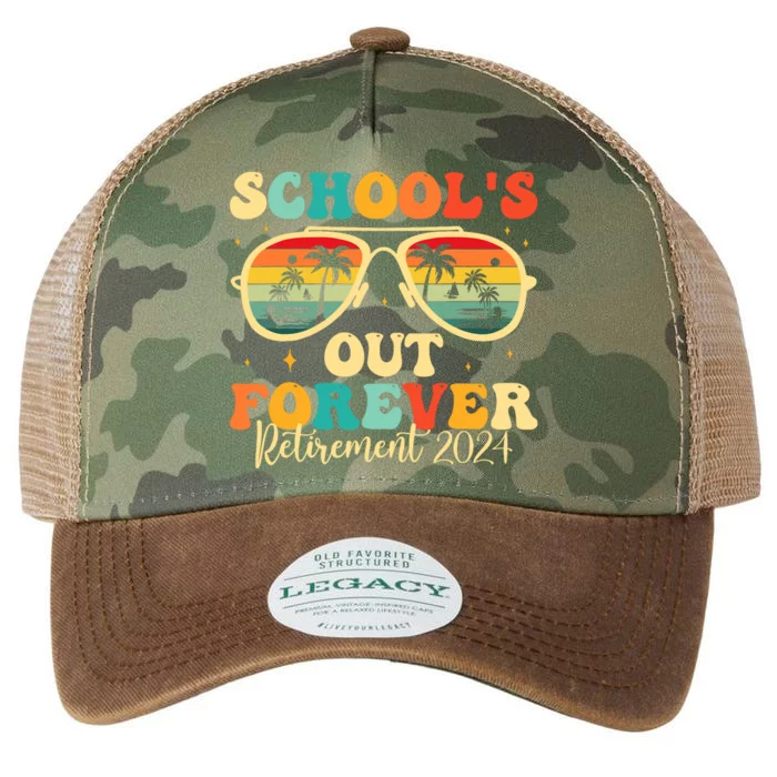 SchoolS Out Forever Retirement 2024 Retired Teacher Legacy Tie Dye Trucker Hat