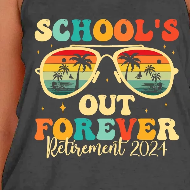 SchoolS Out Forever Retirement 2024 Retired Teacher Women's Knotted Racerback Tank