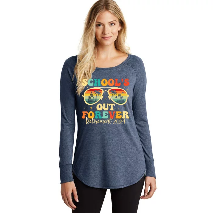 SchoolS Out Forever Retirement 2024 Retired Teacher Women's Perfect Tri Tunic Long Sleeve Shirt