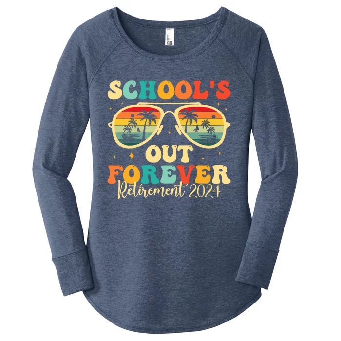 SchoolS Out Forever Retirement 2024 Retired Teacher Women's Perfect Tri Tunic Long Sleeve Shirt