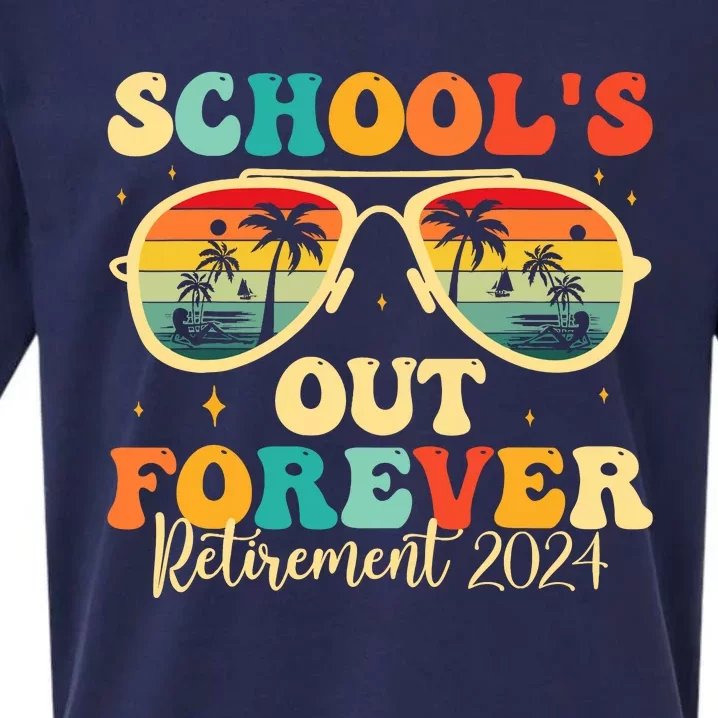 SchoolS Out Forever Retirement 2024 Retired Teacher Sueded Cloud Jersey T-Shirt