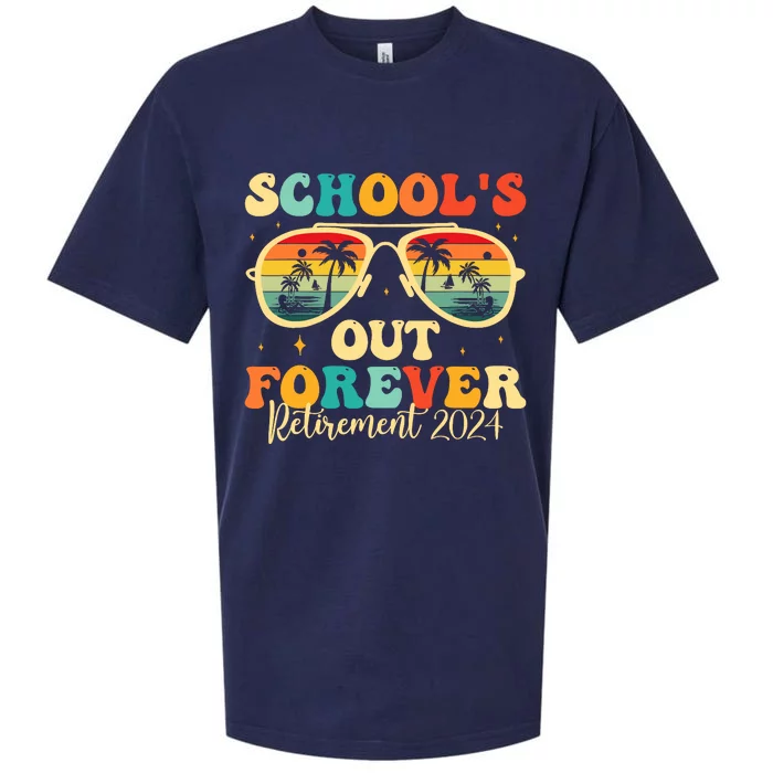 SchoolS Out Forever Retirement 2024 Retired Teacher Sueded Cloud Jersey T-Shirt