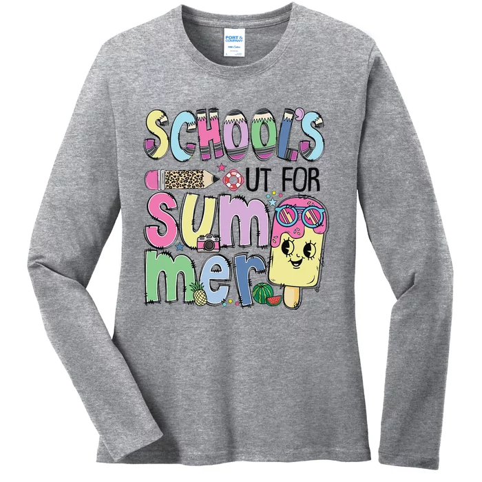 Schools Out For Summer Last Day Of School Design Ladies Long Sleeve Shirt