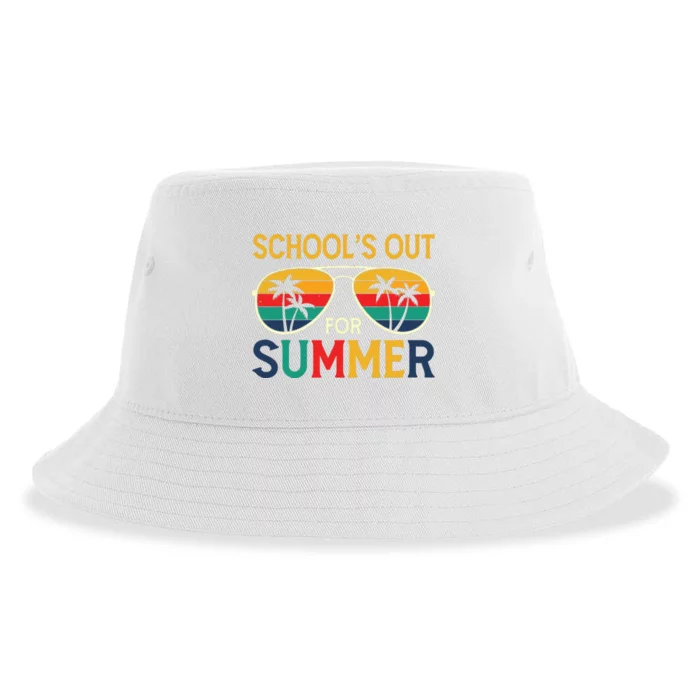 Schools Out For Summer Retro Last Day Of School Teacher Boy Sustainable Bucket Hat