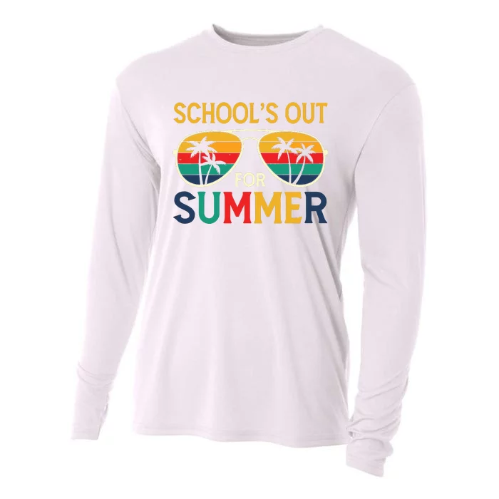 Schools Out For Summer Retro Last Day Of School Teacher Boy Cooling Performance Long Sleeve Crew