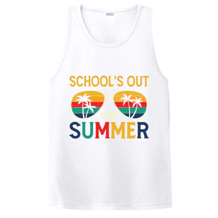 Schools Out For Summer Retro Last Day Of School Teacher Boy Performance Tank