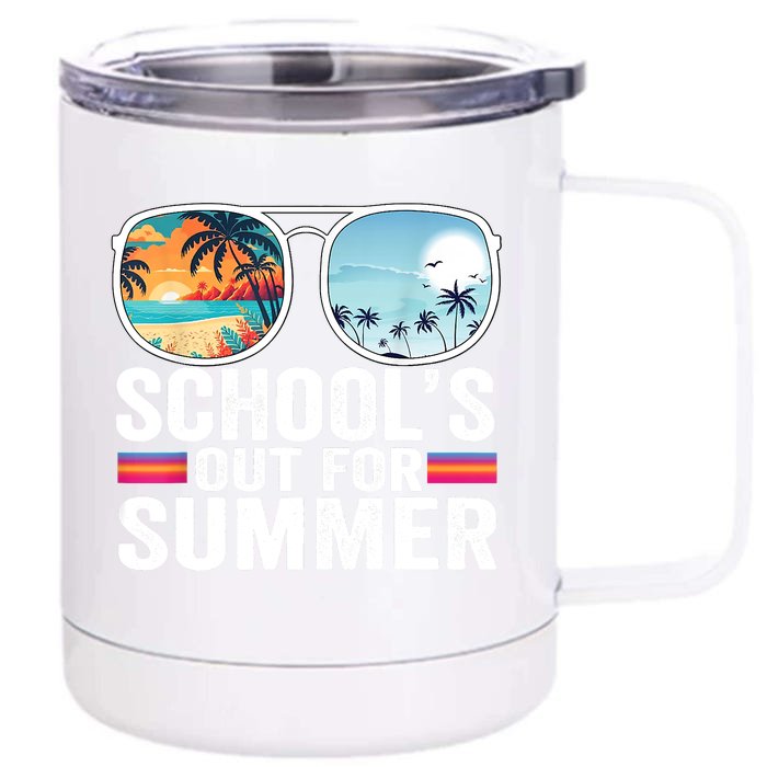 Schools Out For Summer Glasses Last Day Of School Teacher Front & Back 12oz Stainless Steel Tumbler Cup