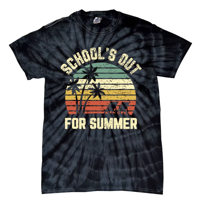 Schools Out For Summer Funny Retro Beach Vibe Summer Tie-Dye T-Shirt