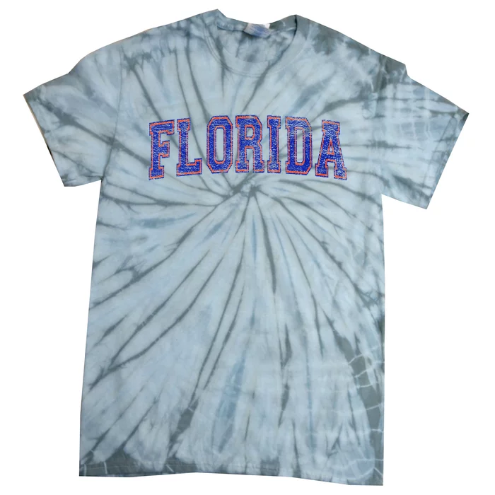 State Of Florida Varsity Blue Weathered Design Tie-Dye T-Shirt