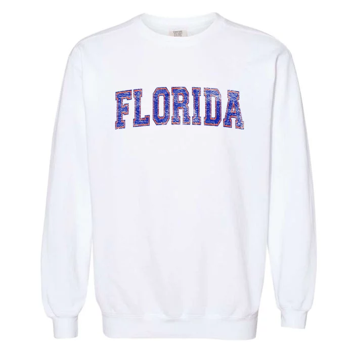 State Of Florida Varsity Blue Weathered Design Garment-Dyed Sweatshirt