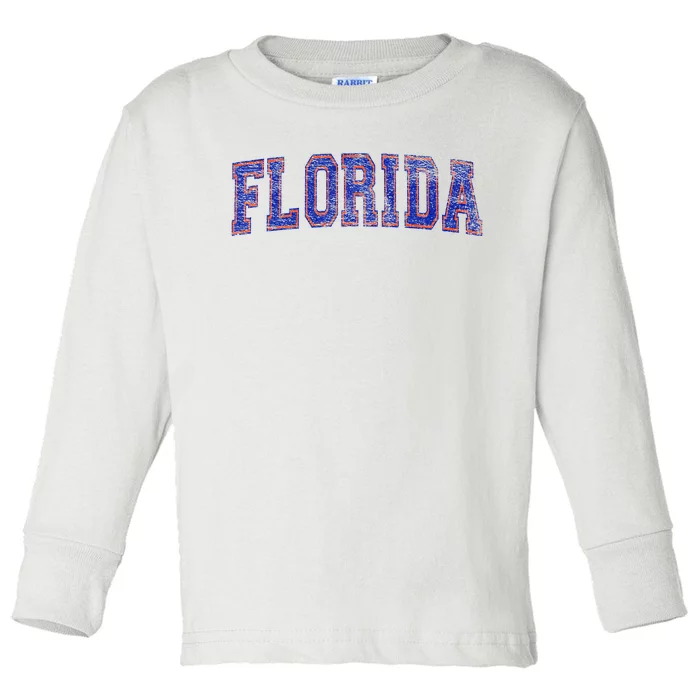 State Of Florida Varsity Blue Weathered Design Toddler Long Sleeve Shirt