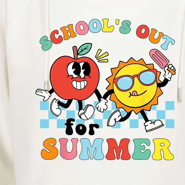 Schools Out For Summer Graduation Teacher Retro Groovy Womens Funnel Neck Pullover Hood