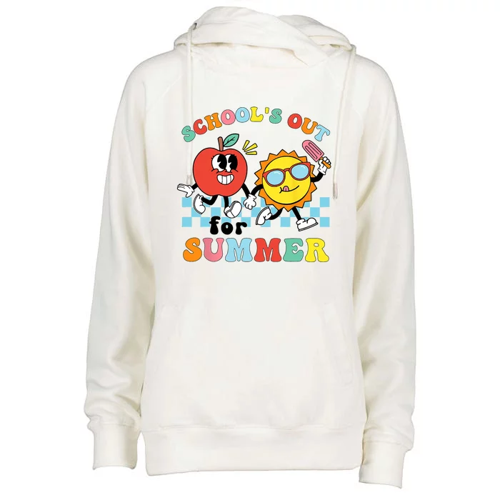 Schools Out For Summer Graduation Teacher Retro Groovy Womens Funnel Neck Pullover Hood