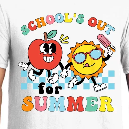 Schools Out For Summer Graduation Teacher Retro Groovy Pajama Set