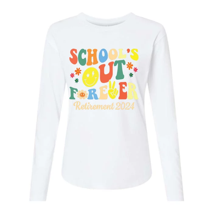 Schools Out Forever Gift Retired Teacher Retirement 2024 Womens Cotton Relaxed Long Sleeve T-Shirt