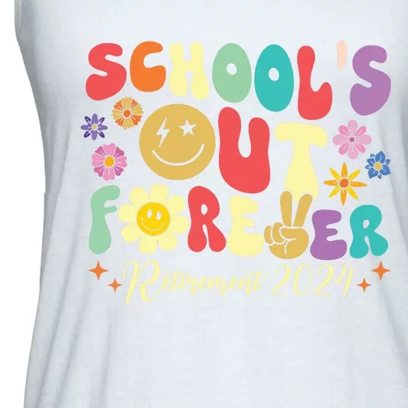 Schools Out Forever Retirement 2024 Retired Teacher Summer Ladies Essential Flowy Tank