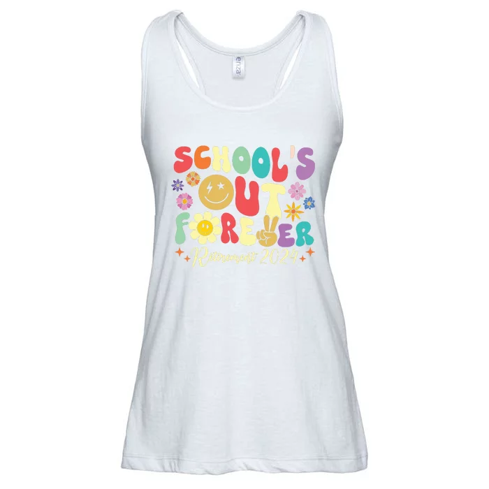 Schools Out Forever Retirement 2024 Retired Teacher Summer Ladies Essential Flowy Tank