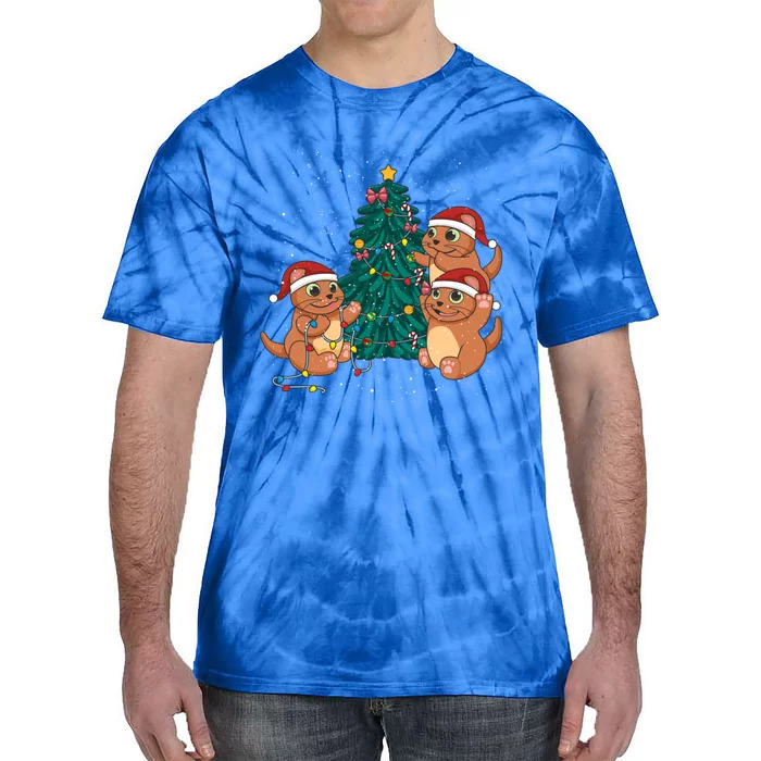 Sea Otter Family Decorating Christmas Tree Merry Xmas Meaningful Gift Tie-Dye T-Shirt