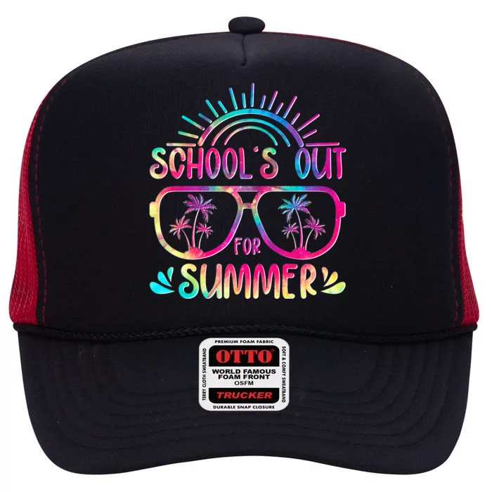 School's Out For Summer Tie Dye High Crown Mesh Trucker Hat