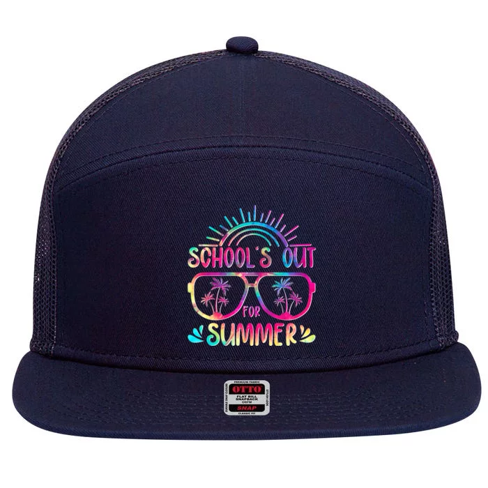 School's Out For Summer Tie Dye 7 Panel Mesh Trucker Snapback Hat