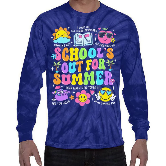 Schools Out For Summer Graduation Last Day Of School Teacher Tie-Dye Long Sleeve Shirt