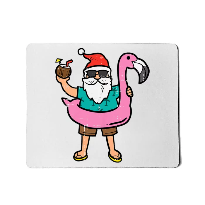 Santa On Flamingo Floatie Cute Christmas In July Xmas Summer Mousepad