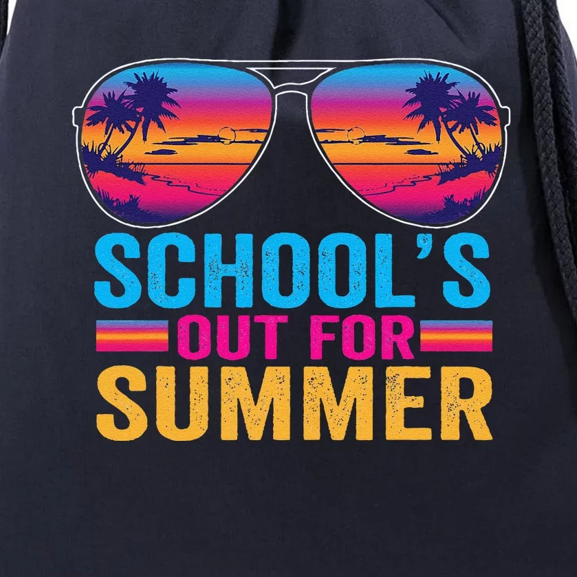 Schools Out For Summer Glasses Last Day Of School Teacher Drawstring Bag