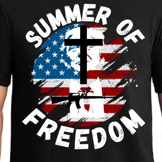 Summer Of Freedom American Flag Usa United States Of America 4th Of July Us Flag Pajama Set