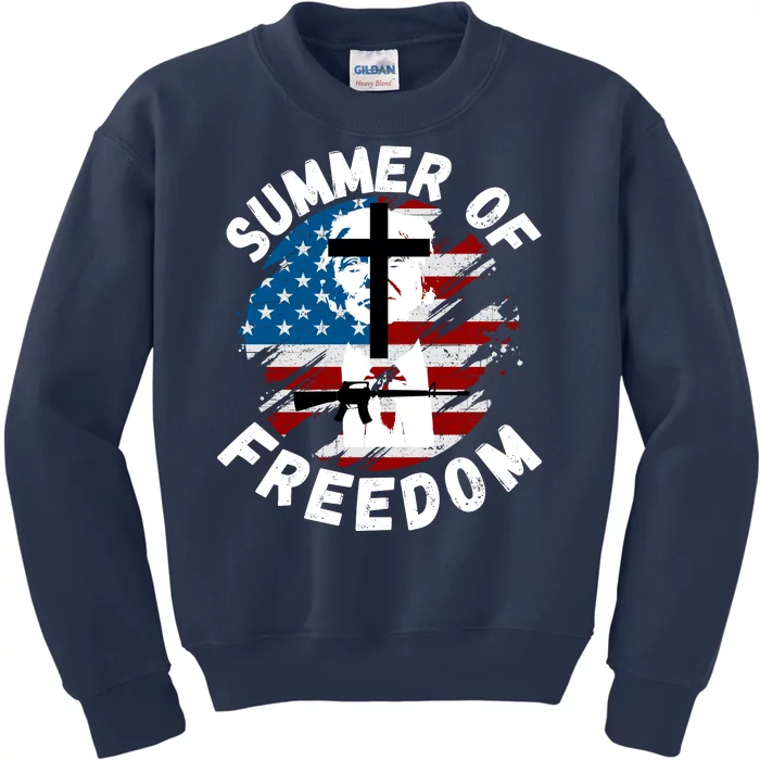 Summer Of Freedom American Flag Usa United States Of America 4th Of July Us Flag Kids Sweatshirt