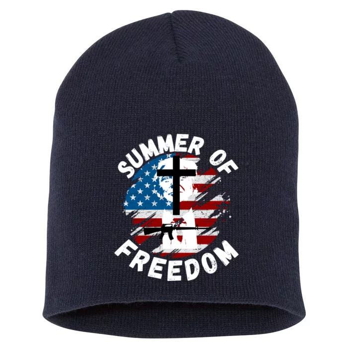 Summer Of Freedom American Flag Usa United States Of America 4th Of July Us Flag Short Acrylic Beanie