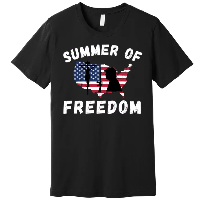 Summer Of Freedom 4th Of July Us Flag American Flag Usa United States Of America Premium T-Shirt