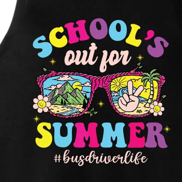 Schools Out For Summer Bus Driver Life Sunglasses Tie Dye Ladies Tri-Blend Wicking Tank