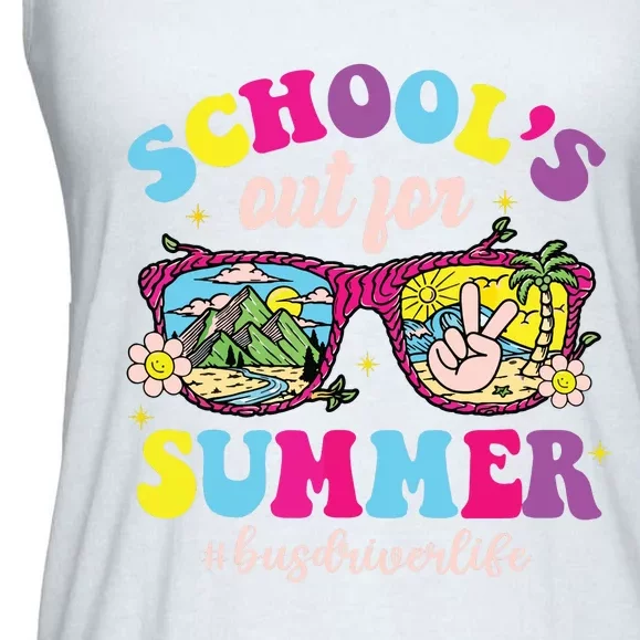 Schools Out For Summer Bus Driver Life Sunglasses Tie Dye Ladies Essential Flowy Tank