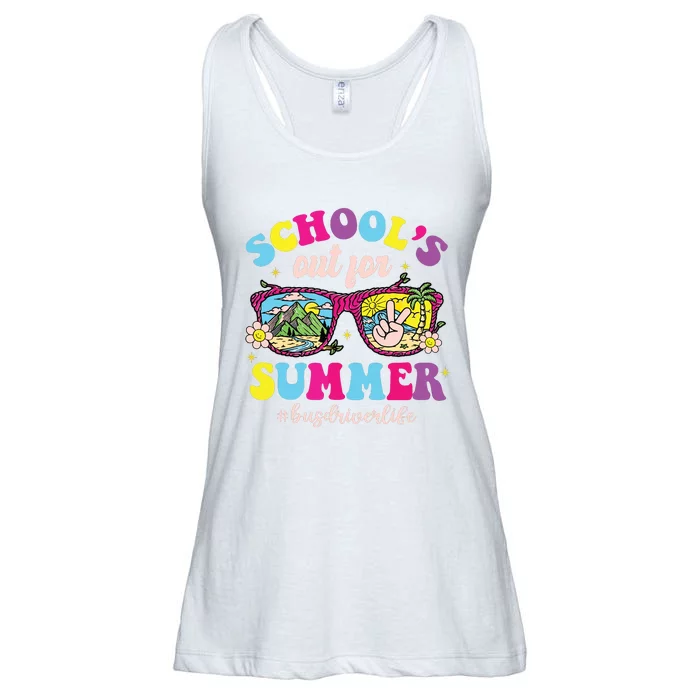 Schools Out For Summer Bus Driver Life Sunglasses Tie Dye Ladies Essential Flowy Tank