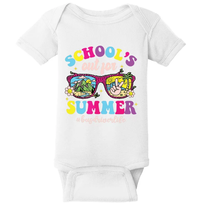 Schools Out For Summer Bus Driver Life Sunglasses Tie Dye Baby Bodysuit