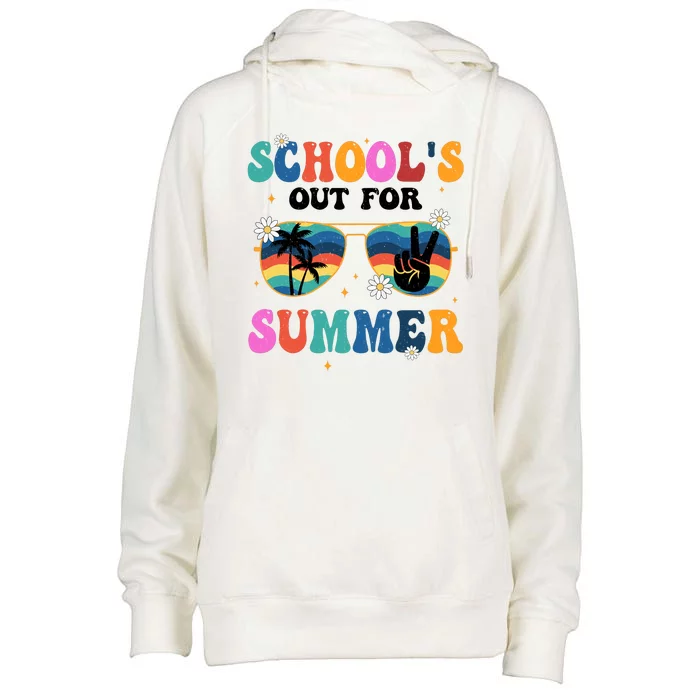 Schools Out For Summer Hippie Retro Womens Funnel Neck Pullover Hood