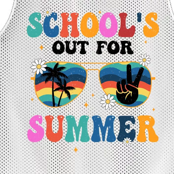 Schools Out For Summer Hippie Retro Mesh Reversible Basketball Jersey Tank