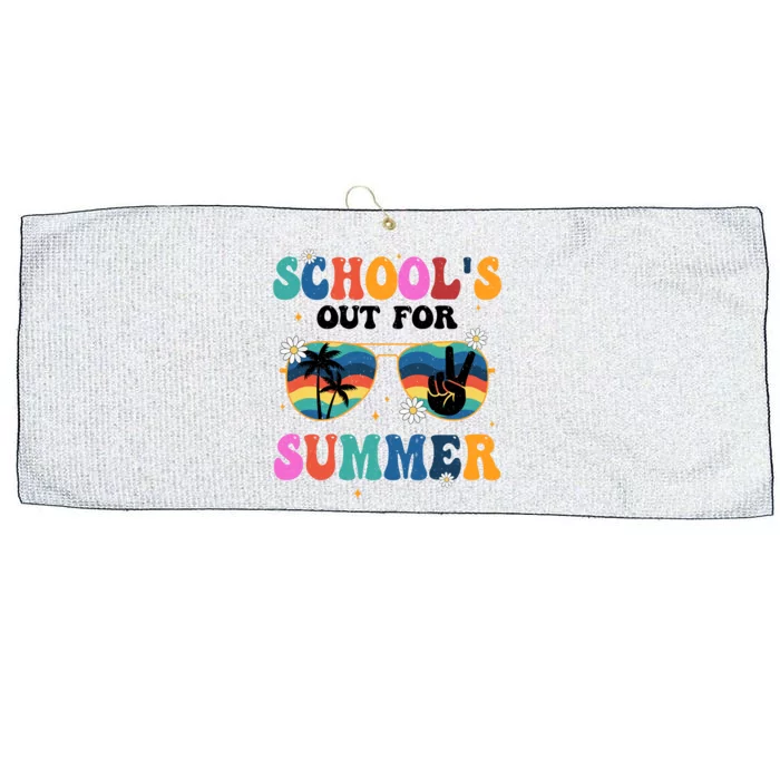 Schools Out For Summer Hippie Retro Large Microfiber Waffle Golf Towel