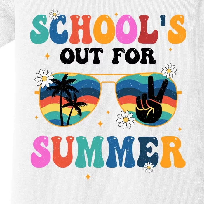 Schools Out For Summer Hippie Retro Baby Bodysuit