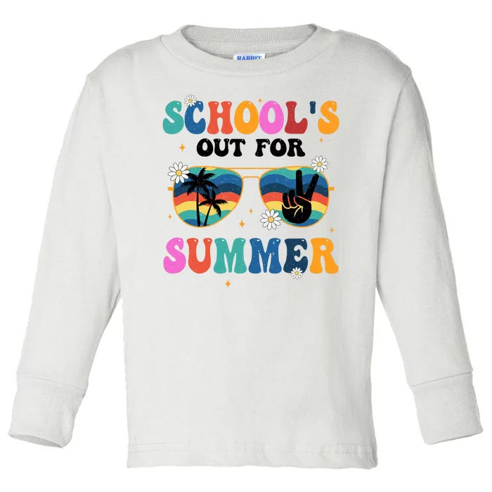 Schools Out For Summer Hippie Retro Toddler Long Sleeve Shirt