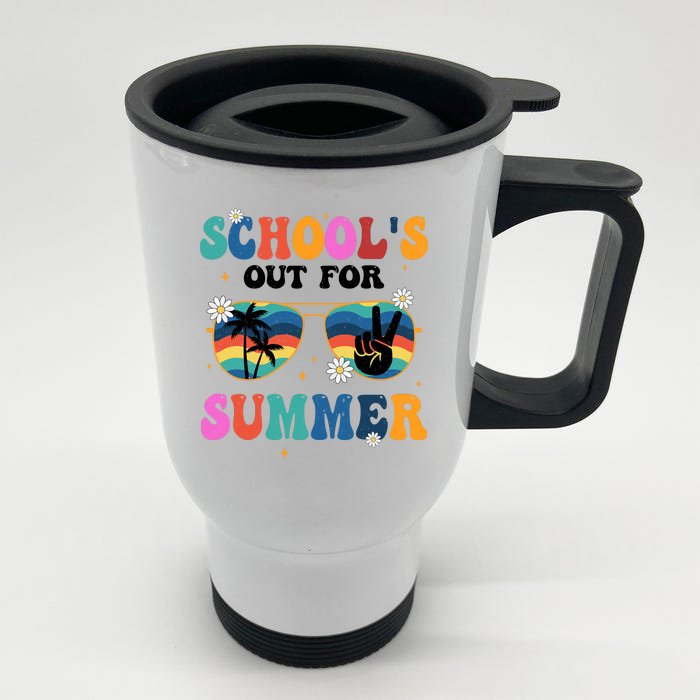 Schools Out For Summer Hippie Retro Front & Back Stainless Steel Travel Mug